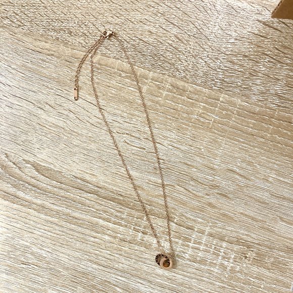 18K Gold Plated Roman Numeral Clock Circles Rose Gold Necklace - Picture 6 of 10